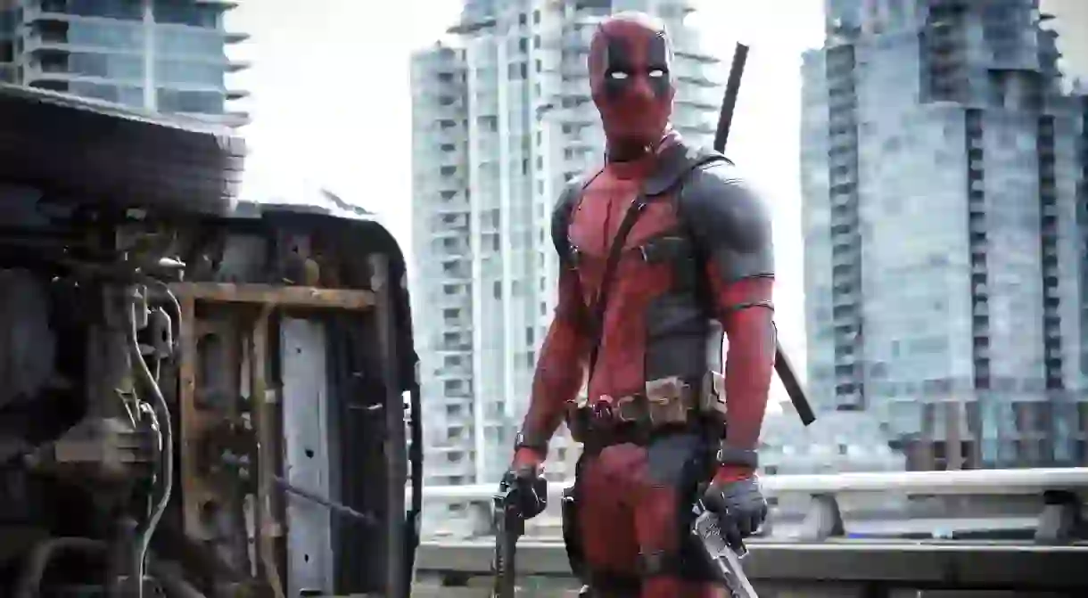 Ryan Reynolds as Deadpool, with a Vancouver backdrop