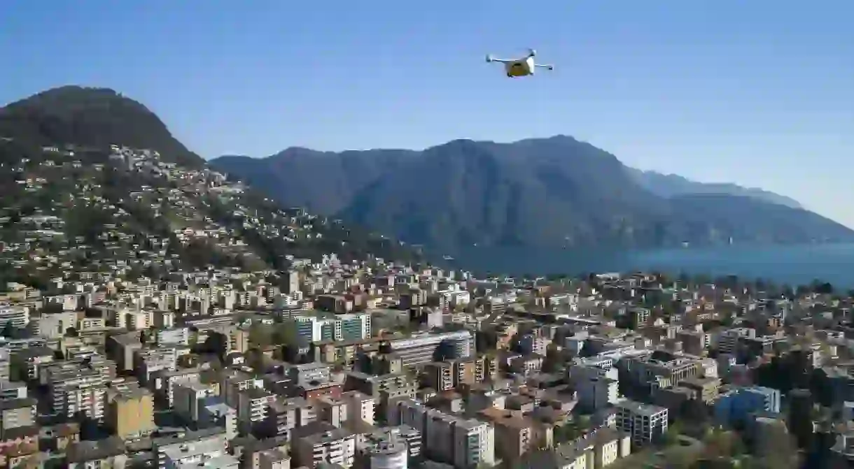 The drone over Lugano