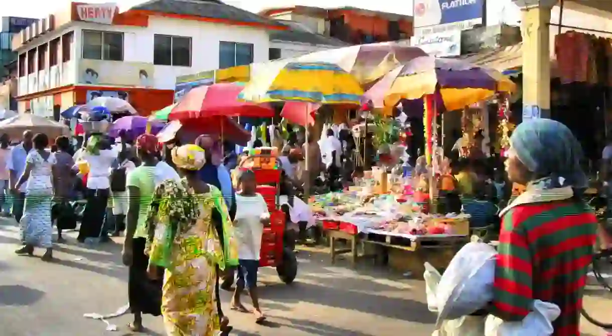 Busy day at a market in Accra