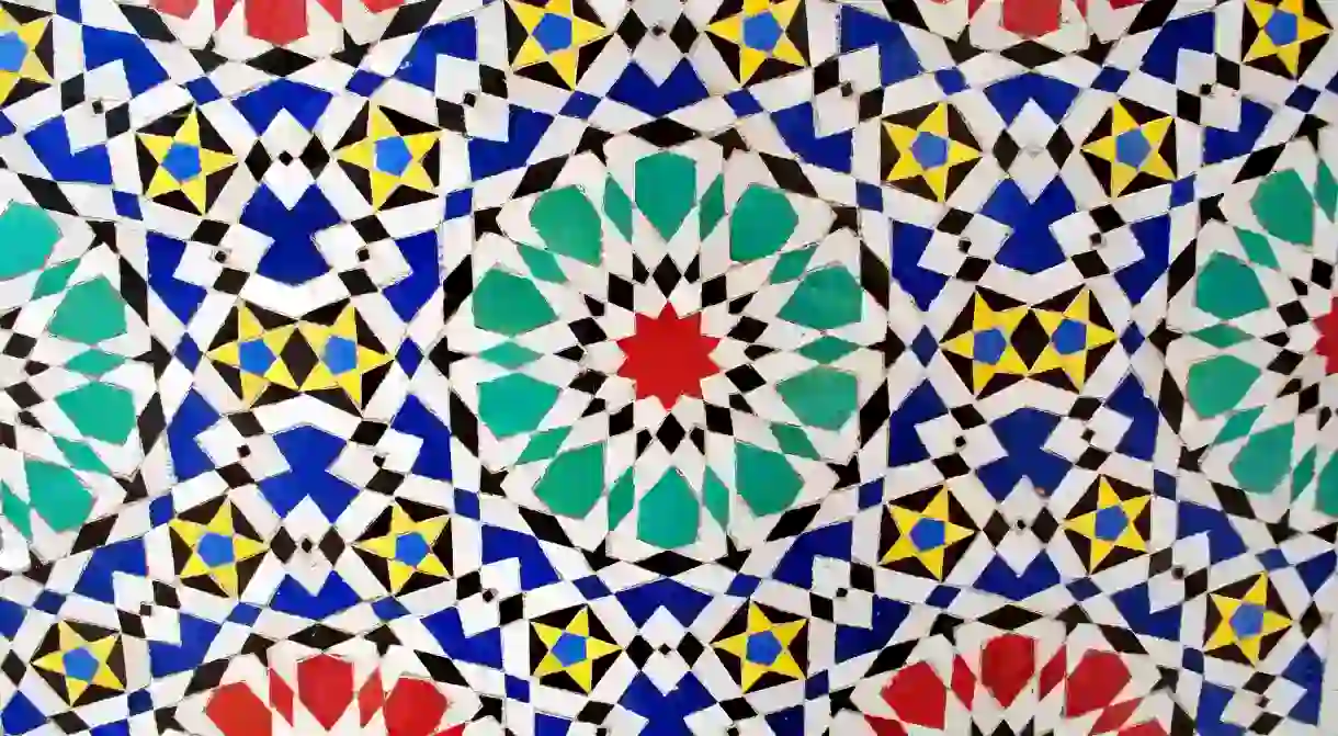 Bright zellij tiles in Morocco