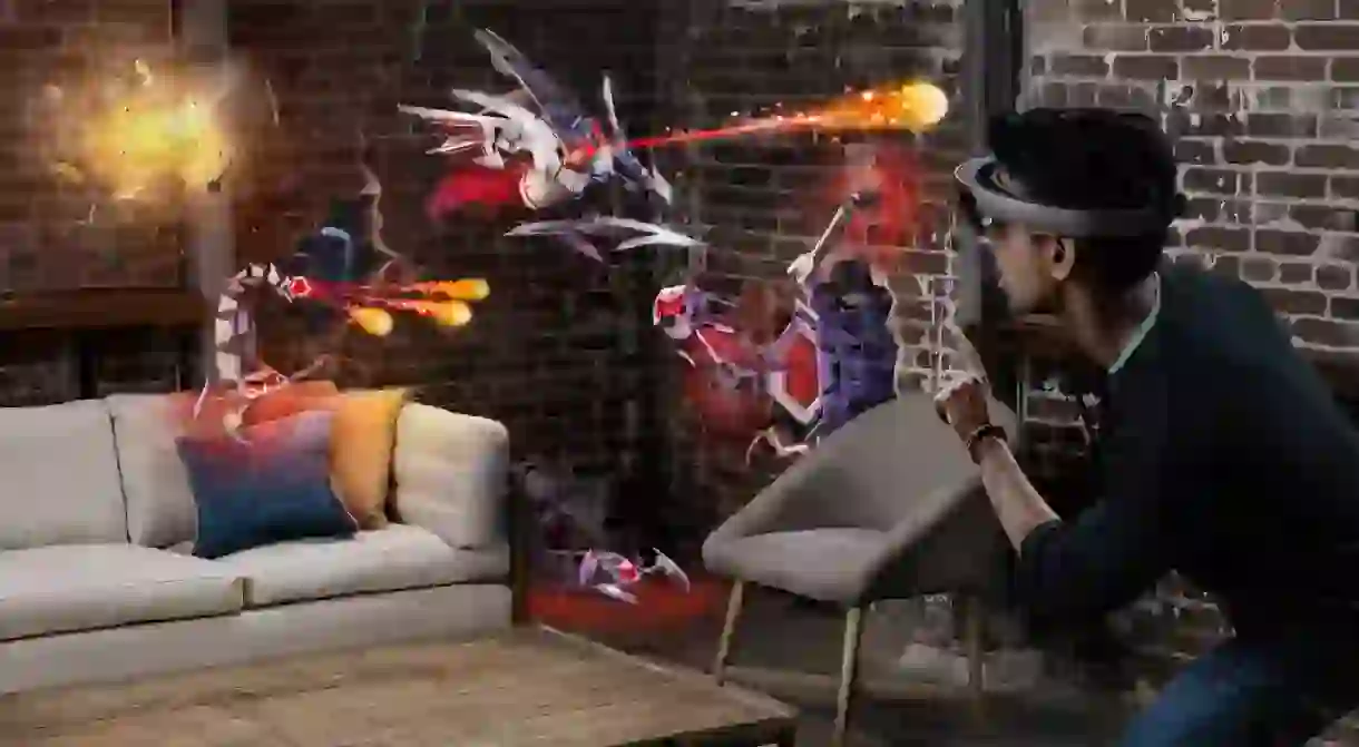 The HoloLens in action.