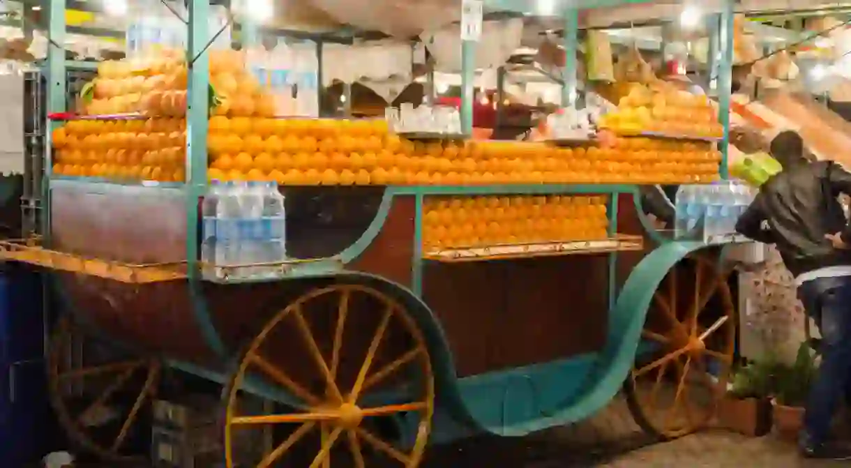 Orange juice vendor in Marrakesh