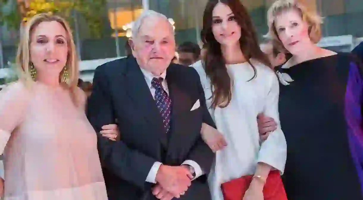 Susan Rockefeller, David Rockefeller Sr., Ariana Rockefeller and Agnes Gund. The Museum of Modern Art Party in the Garden