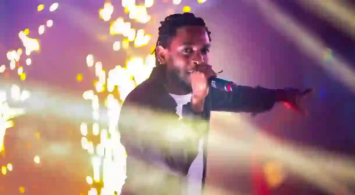 Kendrick Lamar performing during New Years Eve in Las Vegas