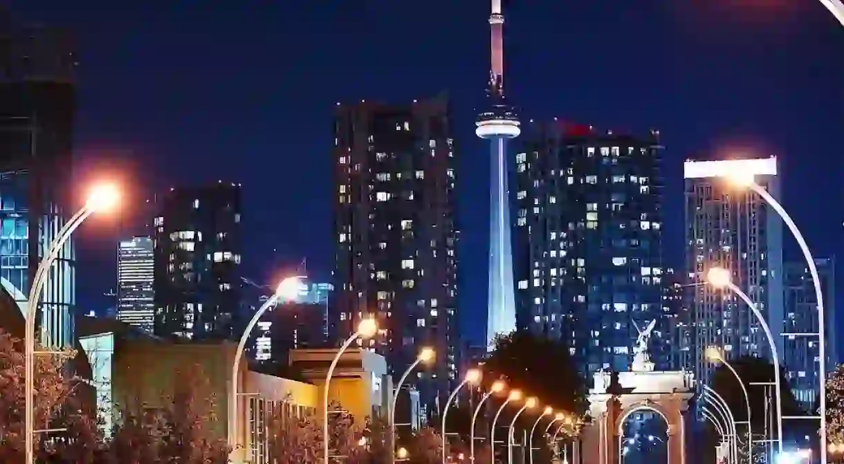 Night shot of Toronto