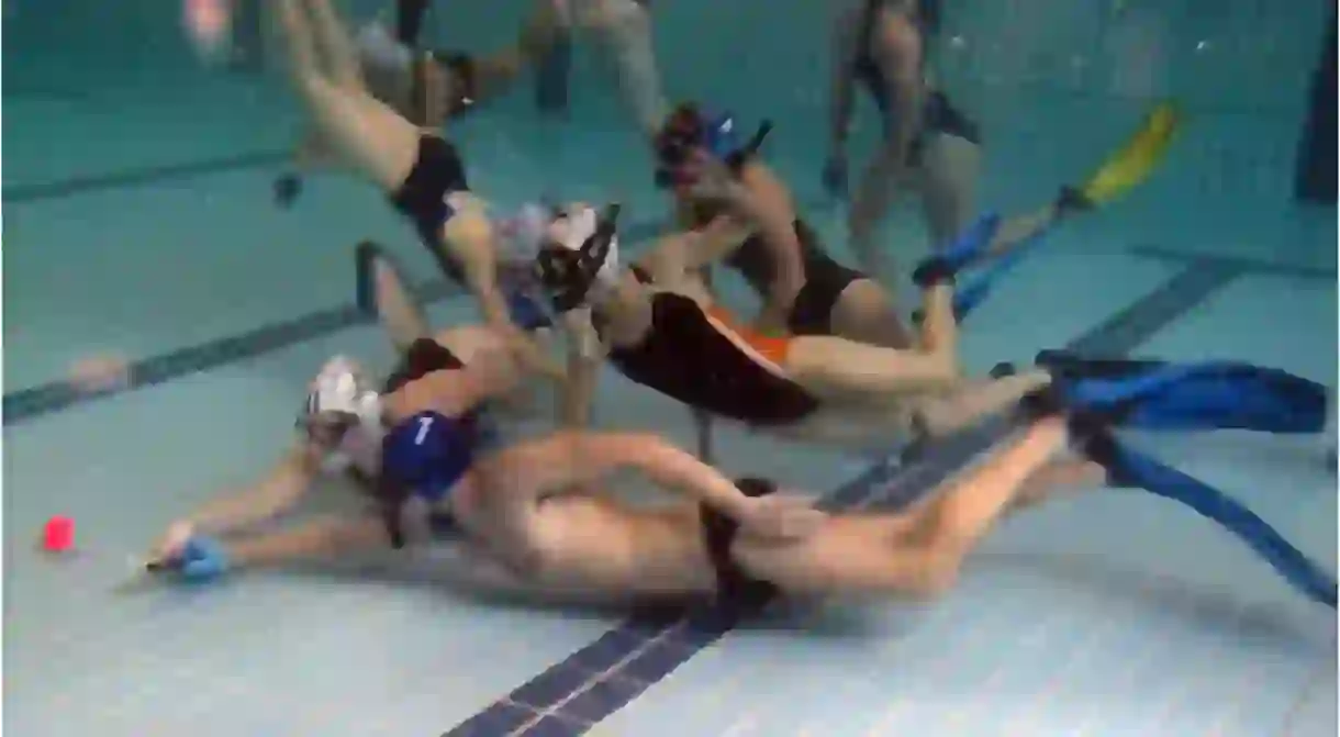 Underwater hockey match