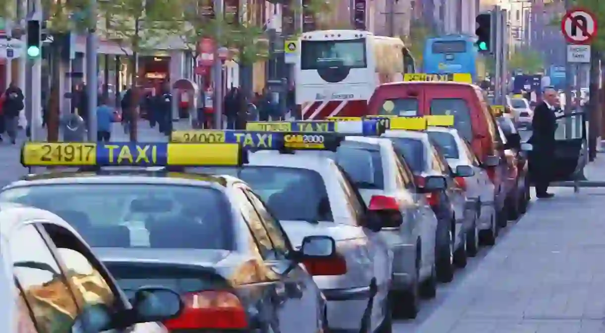 Taxi rank on OConnell Street Dublin, Ireland