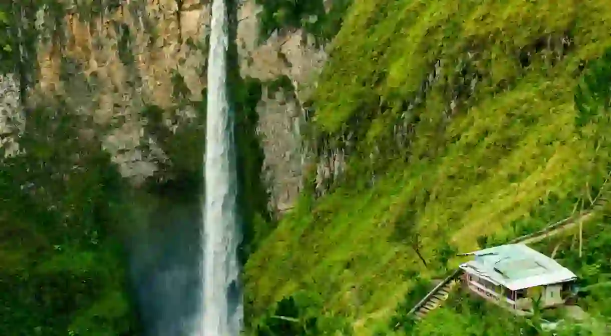 Sipiso Piso Waterfall in Indonesia