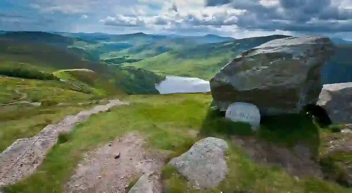 The J. B. Malone memorial overlooking Lough Tay in the Wicklow Mountains National Park