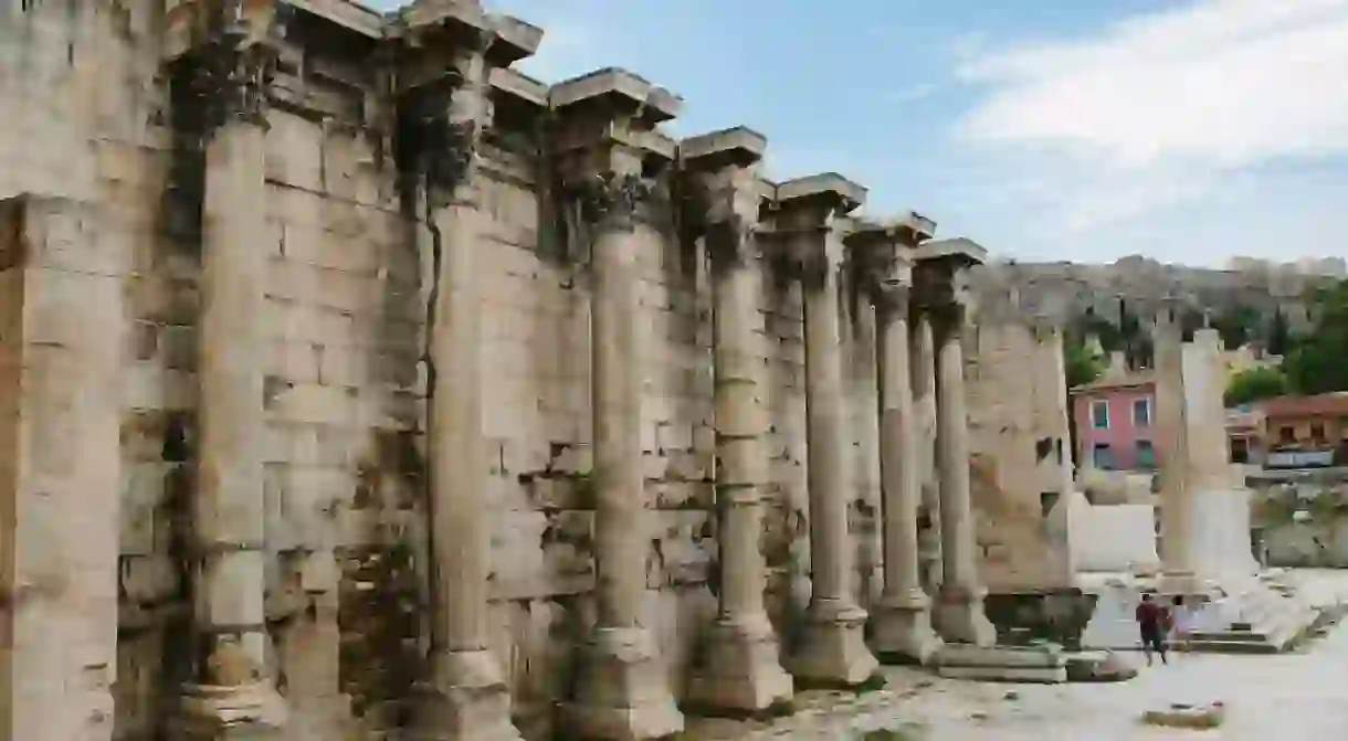 Ancient temples façade in central Athens