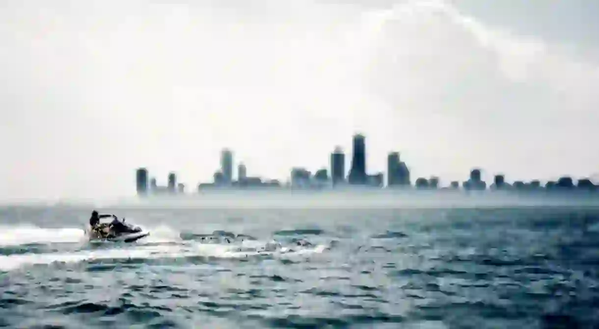 Jet skiing on Lake Michigan