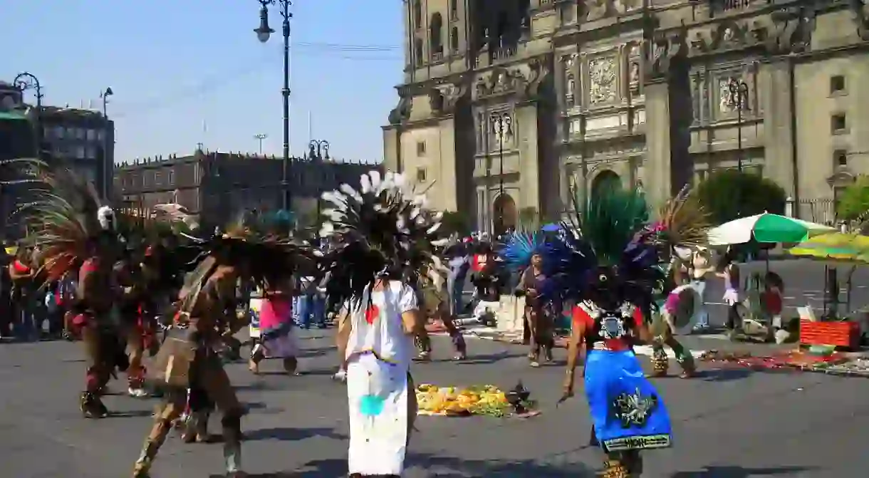 Dancers outside the cathedral