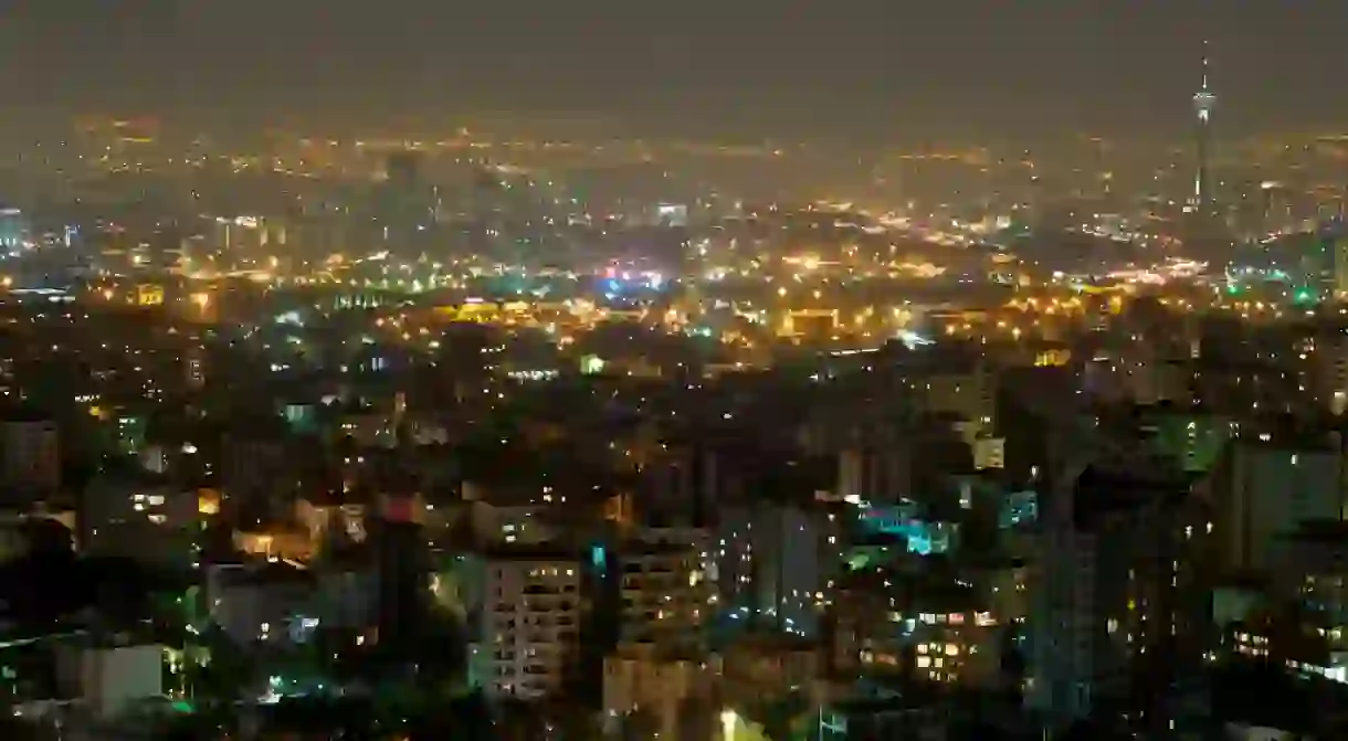 The evening skyline of Tehran