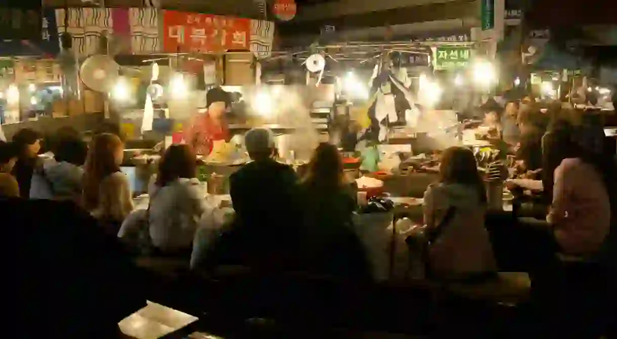 Food stalls at Gwangjang Market