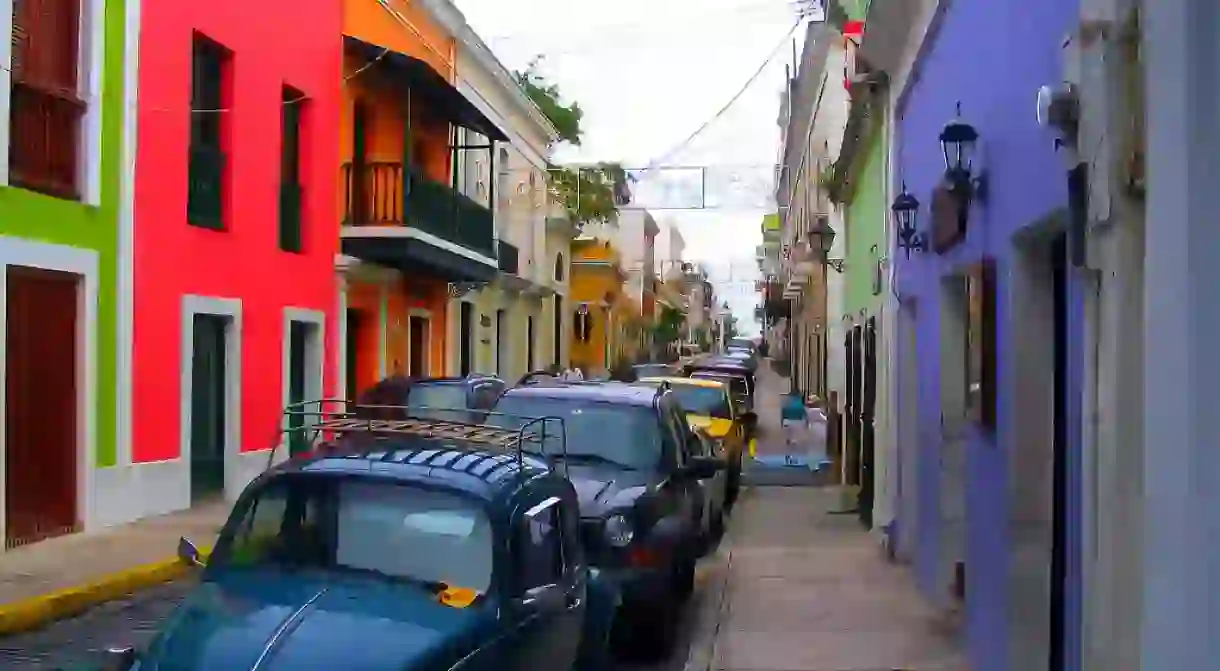 Colorful buildings in an Old San Juan street