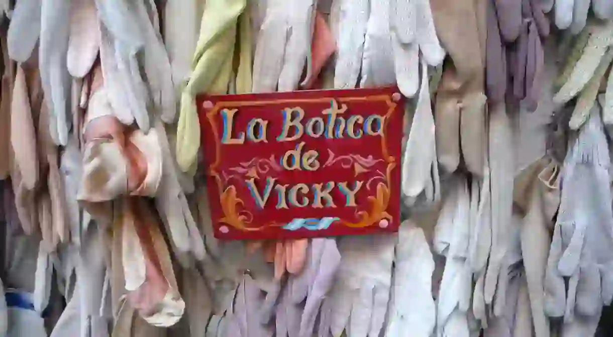 Display of evening gloves in San Telmo, Buenos Aires