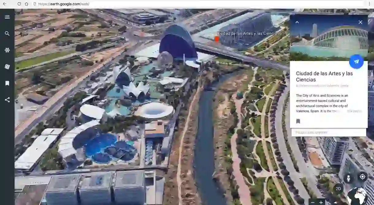 Ciudad de las Artes y Las Ciencias in Valencia, Spain on Google Earth