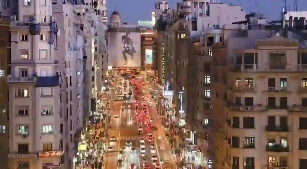 Gran Via street at night