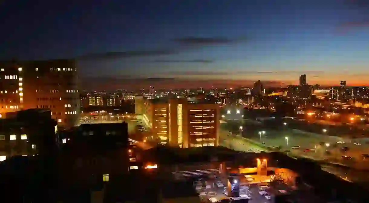 Leeds skyline at dusk