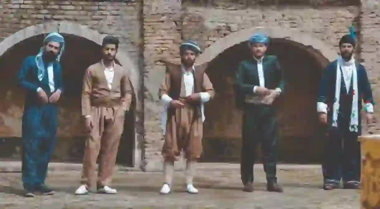 Mr.Erbil wearing Kurdish traditional clothes in the Citadel