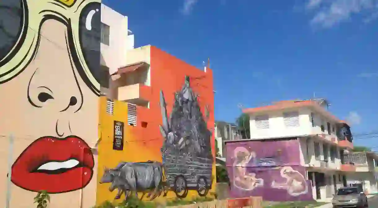 Multiple pieces of graffiti in Santurce