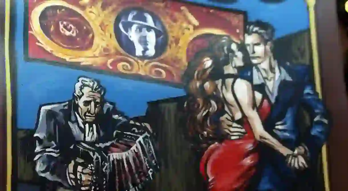 A hand-painted Argentine Tango sign