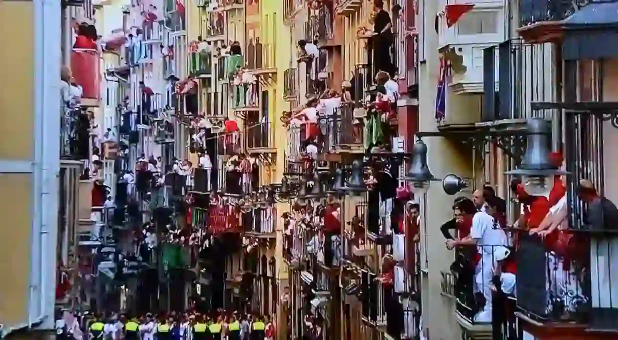 Balconies during San Fermin, Pamplona