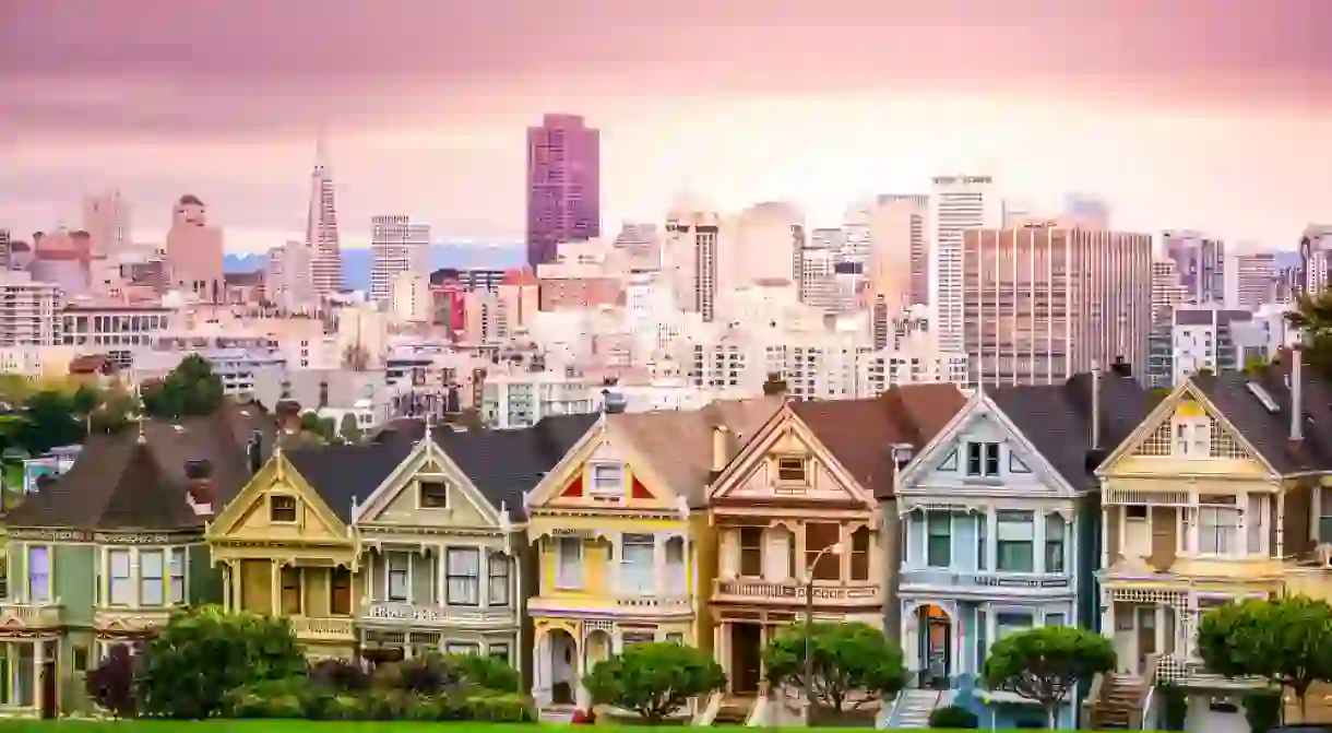 San Francisco, California cityscape at Alamo Square