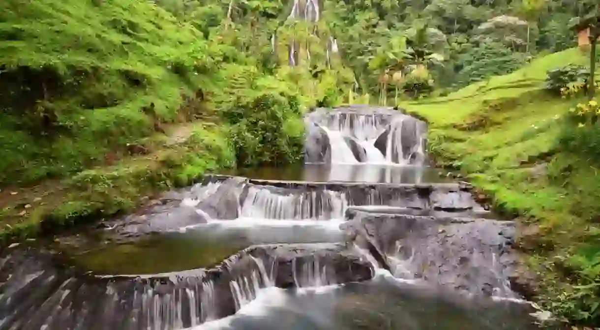 Waterfall near the Santa Rosa Thermal Spa in Santa Rosa de Cabal in Colombia