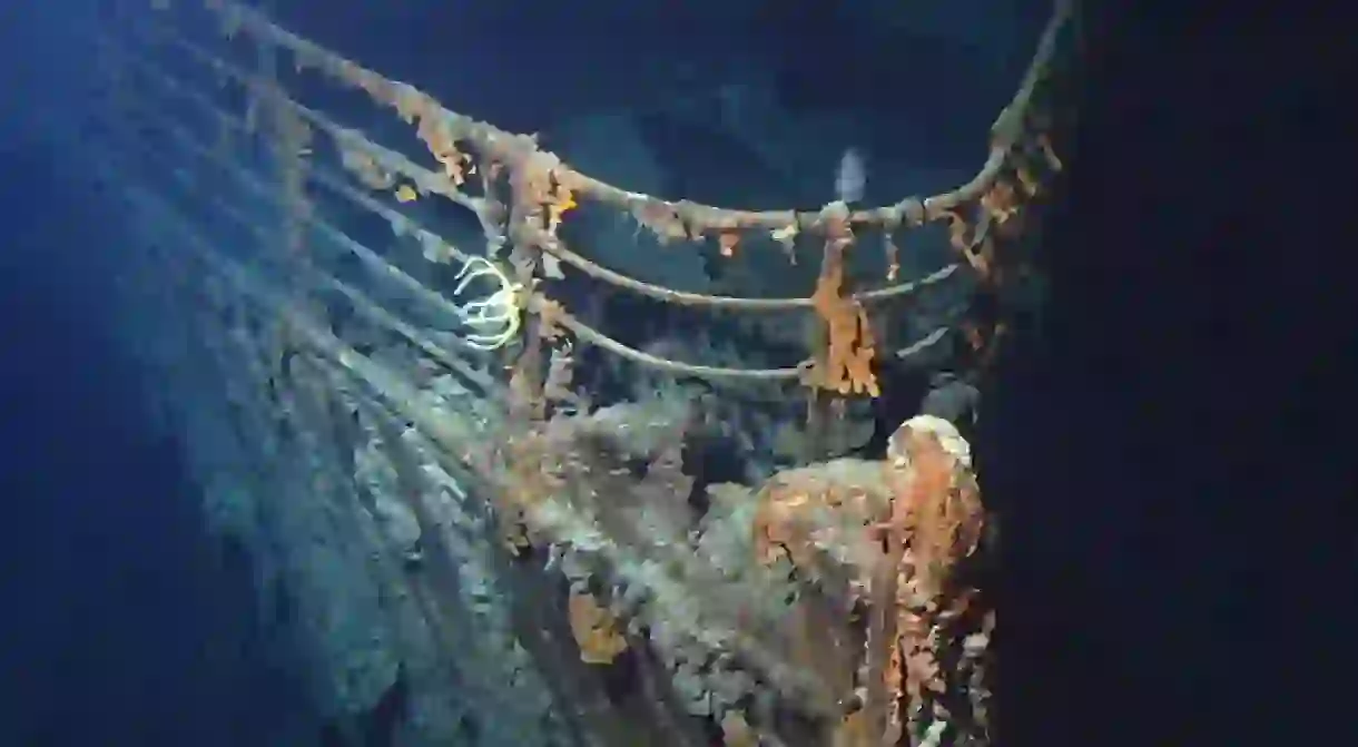 RMS Titanic photographed by the ROV Hercules during an expedition in June 2004