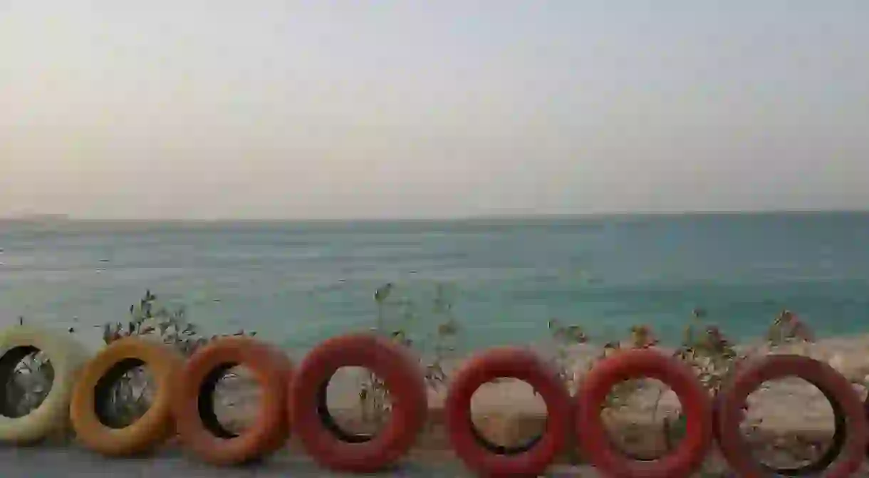 Bikes paths on Kish Island are along the coast