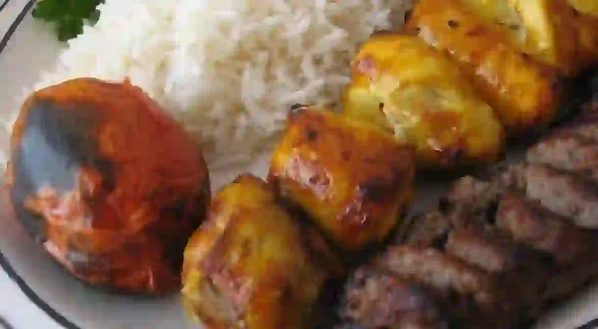 Chicken and beef kebab