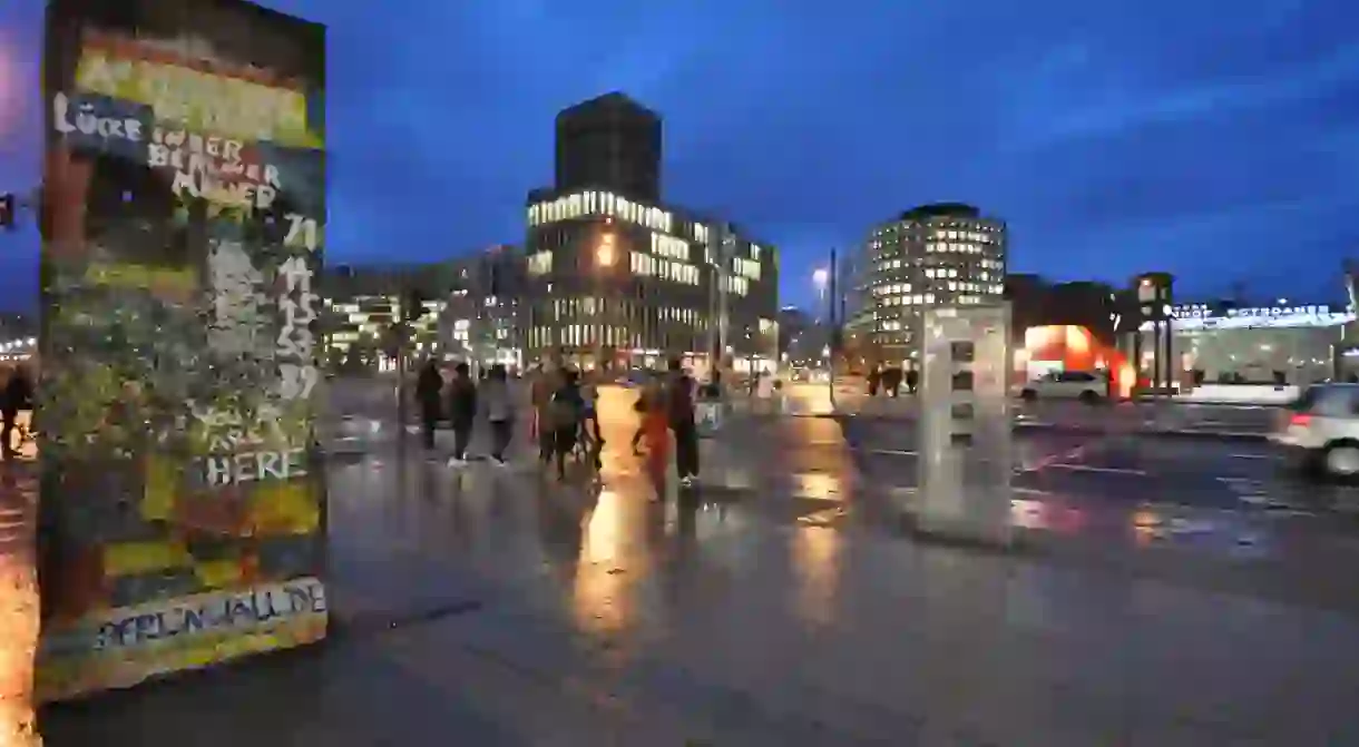 A slab of The Berlin Wall at Potsdamer Platz