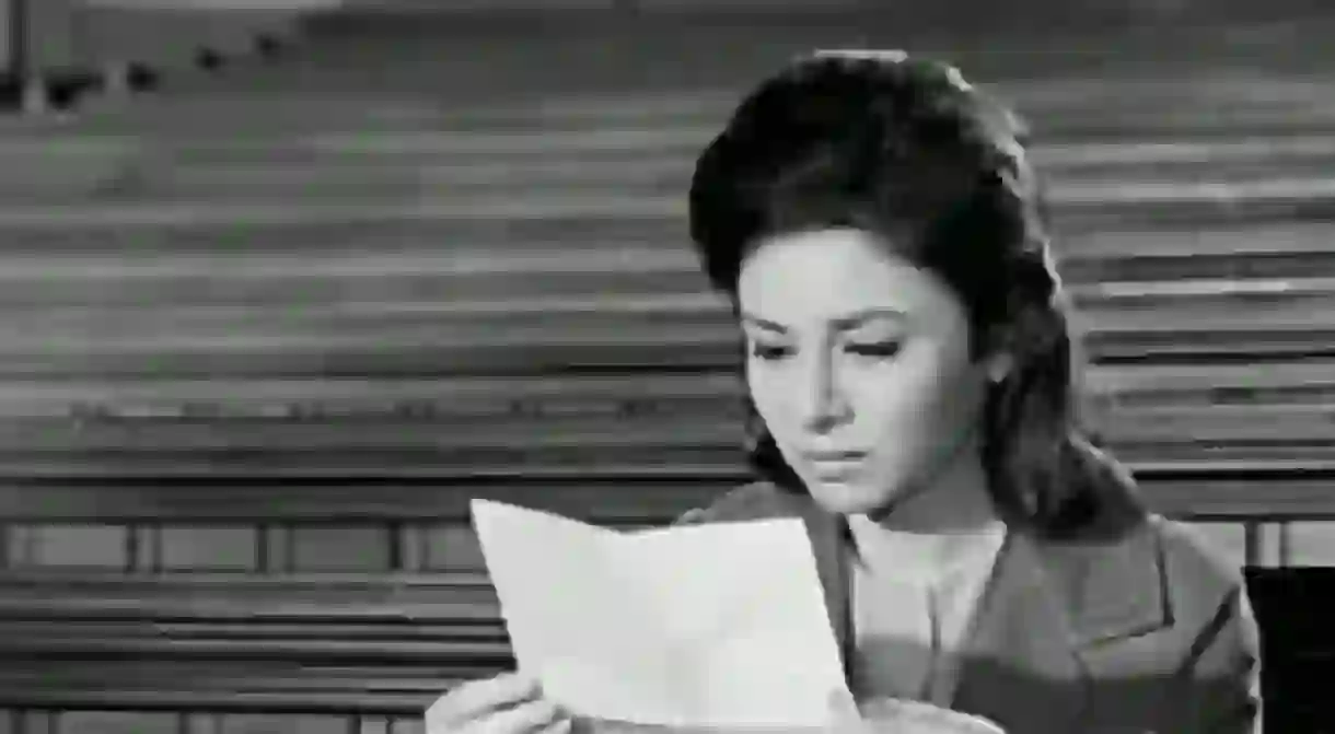 Faten Hamama as Laila in The Open Door Movie