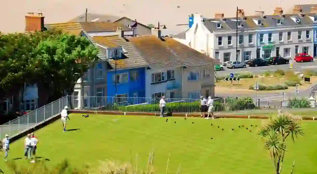 Lawn bowls by the sea, Isle Of Portland, Dorset