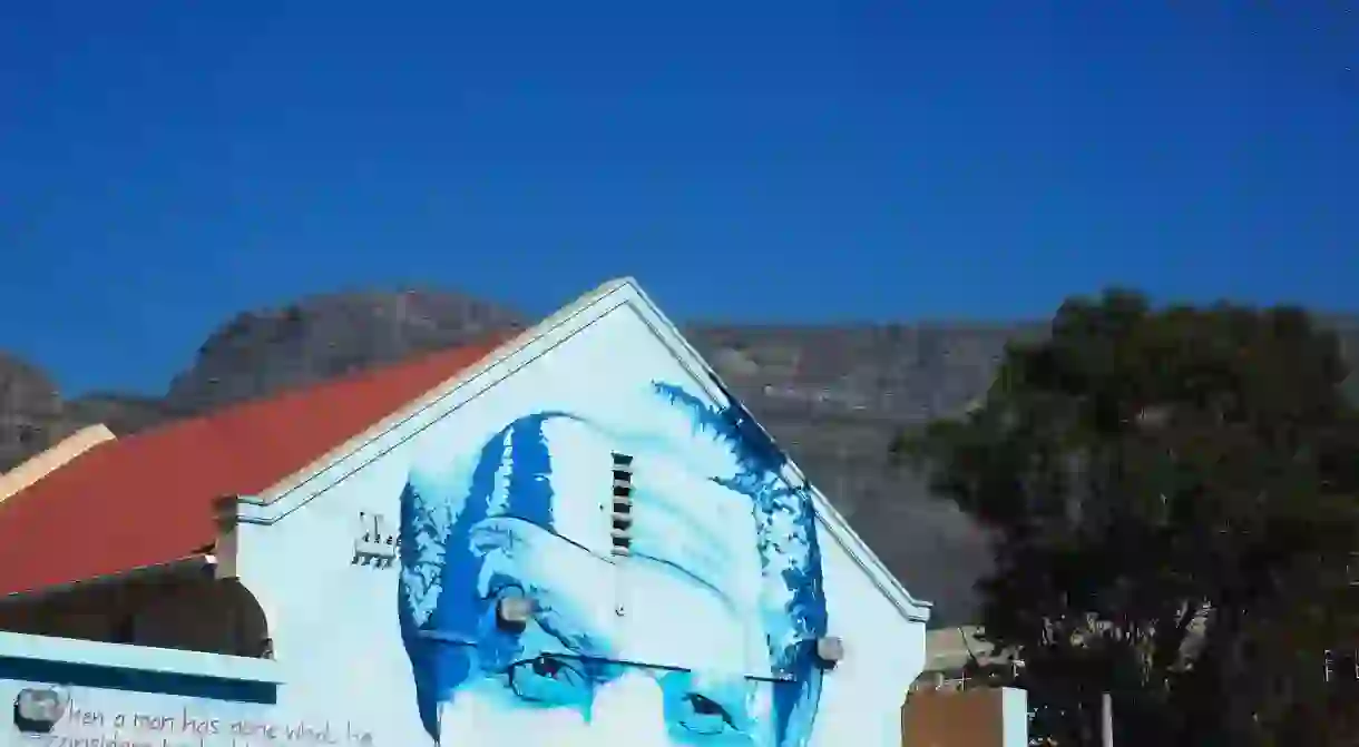 Blue Mandela by graffiti artist Mak1one