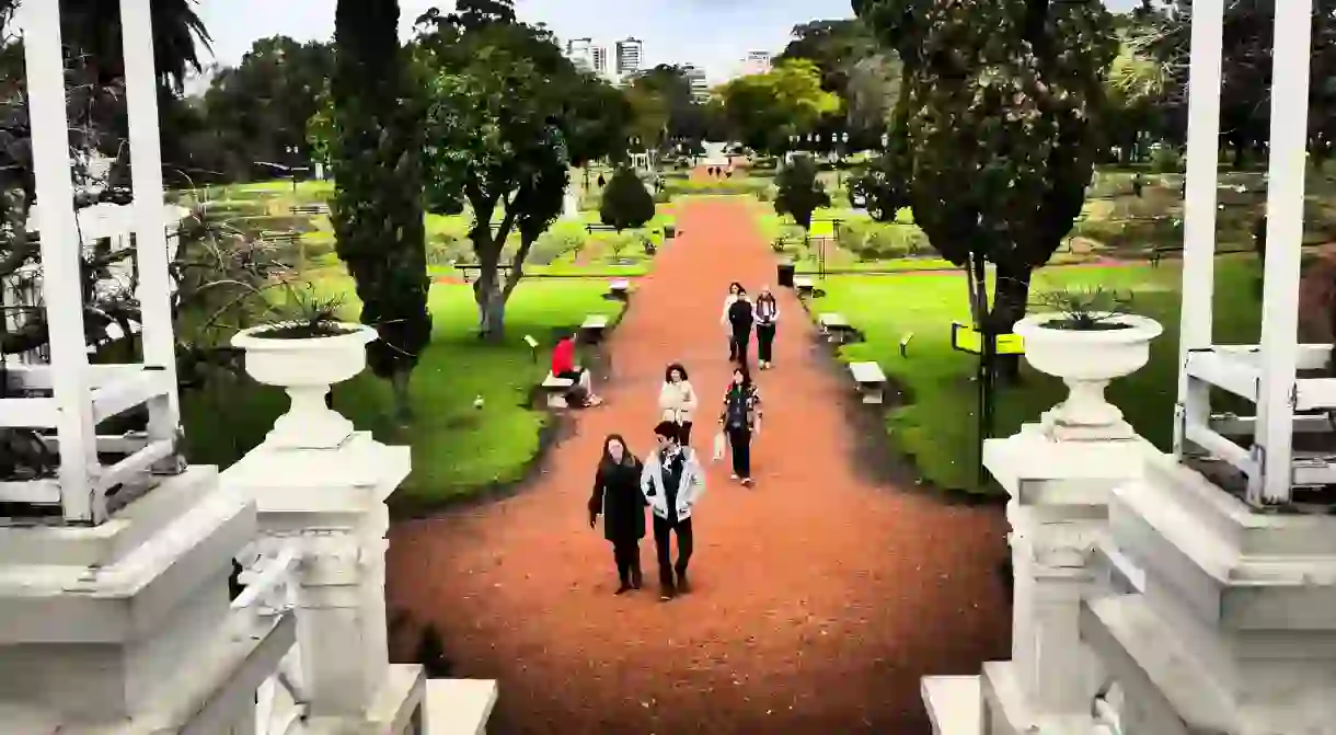 The Greek bridge in Buenos Aires rose garden, or El Rosendal