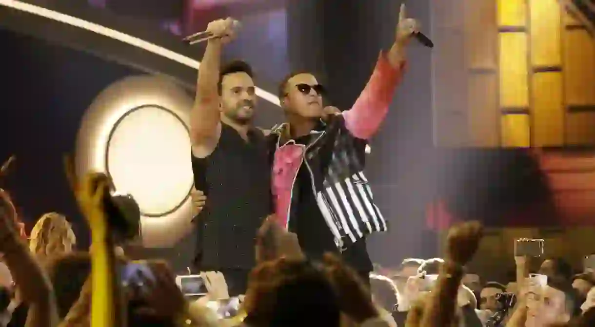 Luis Fonsi and Daddy Yankee performing at the 2017 Latin Billboard Awards