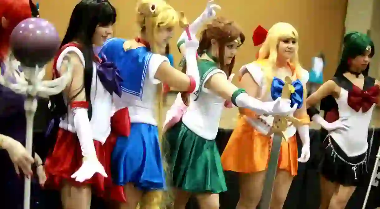 Sailor Moon cosplayers at a Comic Con