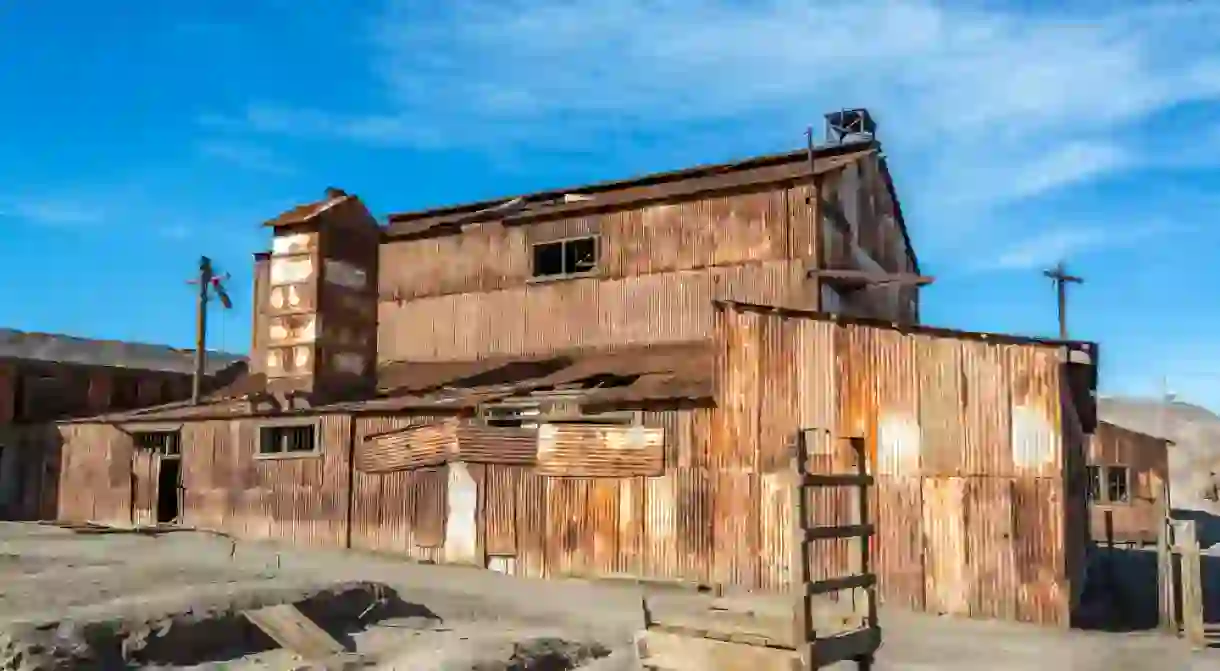 Old rusted building in the UNESCO World Heritage ghost town of Humberstone, Chile