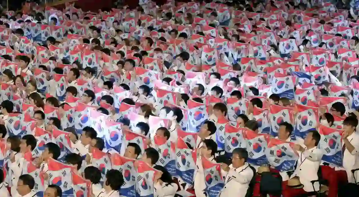 Fans cheer on team Korea at the Incheon Asian Games