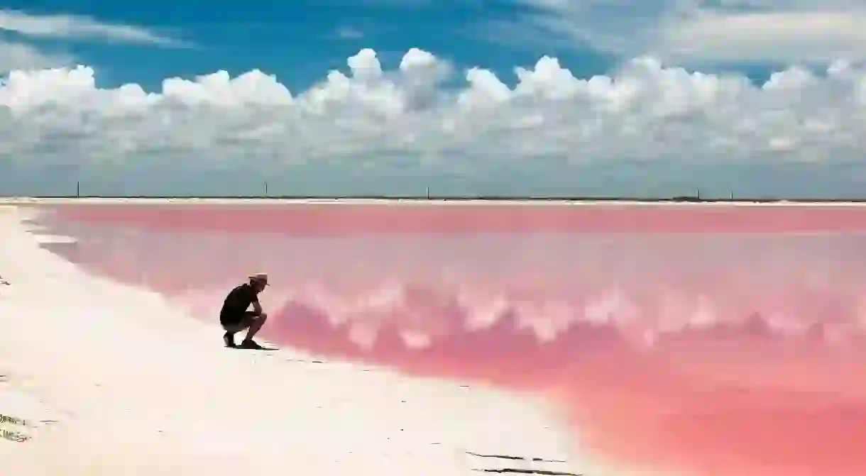 The beautiful pink hued waters of Las Coloradas