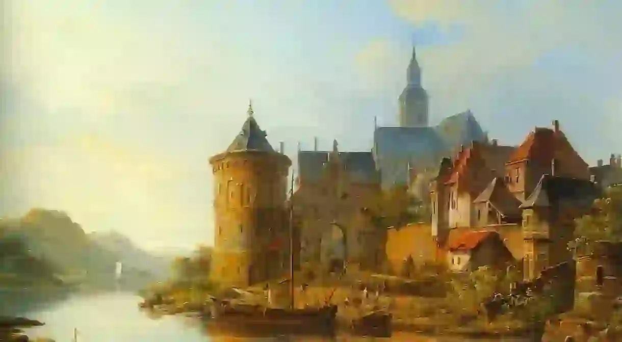 A View of a Town along the Rhine, Cornelis Springer (19th c.)