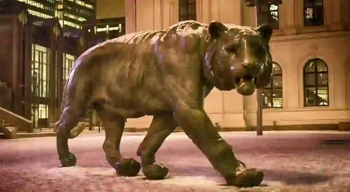 The tiger statue at Jernbanetorget symbolises Oslo