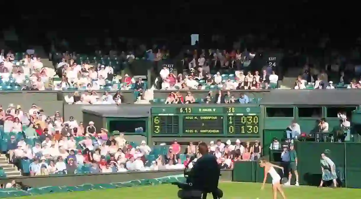 Sharapova serving on Centre Court