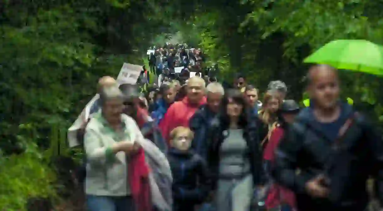 People marching for the preservation of Białowieża forest