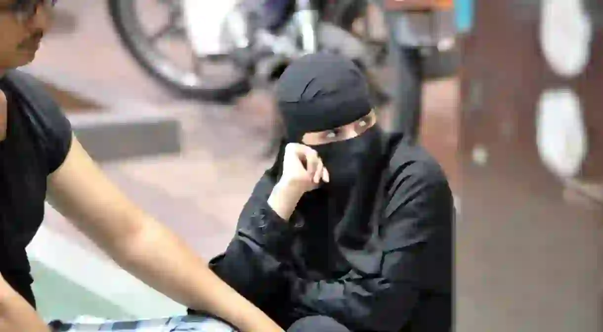 Woman in a burqa