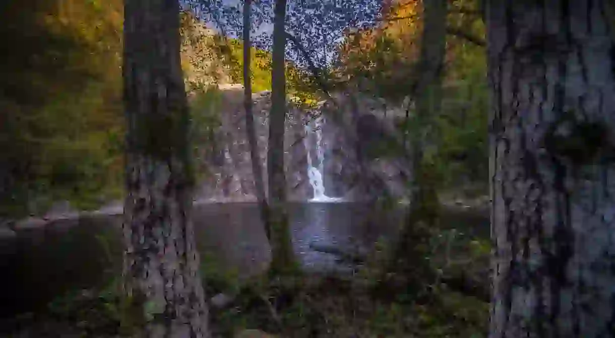 Waterfall in a forest near Xanthi, northern Greece