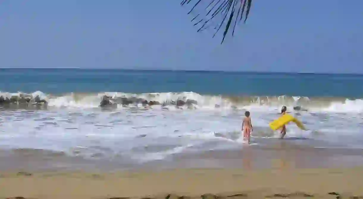 Children at a beach in Puerto Rico