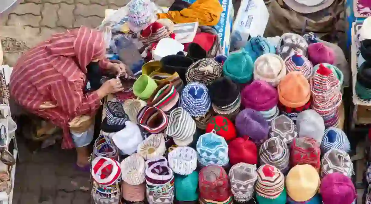 Colourful hats for sale in Marrakech